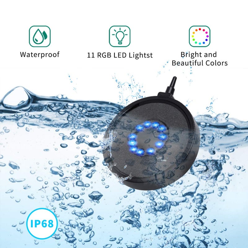 Number-One ضوء فقاعات حوض السمك رقم واحد LED، ضوء فقاعات للتحكم عن بعد مع 16 لون متغير، 4 تأثيرات إضاءة للأحواض والبرك - Image 4